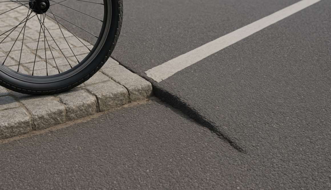 krawężniki na drodze rowerowej