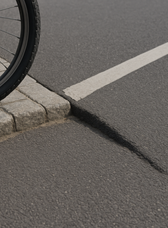 krawężniki na drodze rowerowej